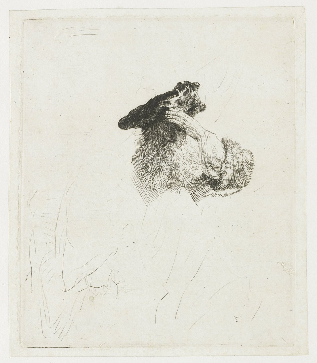 Egy idős férfi, aki kezével árnyékolja a szemét alkotó: Rembrandt van Rijn