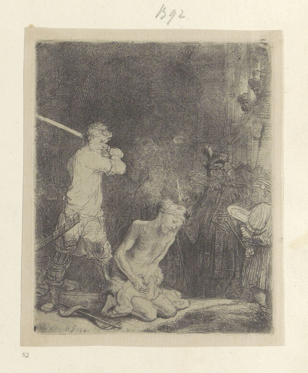 Onthoofding van Johannes de Doper Nyolcvanöt eredeti nyomat gyűjteménye (sorozat címe) alkotó: Rembrandt van Rijn