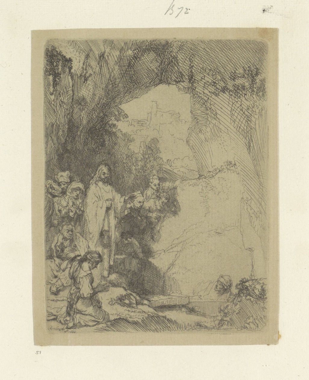 Opwekking van Lazarus: kis lemez Nyolcvanöt eredeti nyomat gyűjteménye (sorozat címe) alkotó: Rembrandt van Rijn