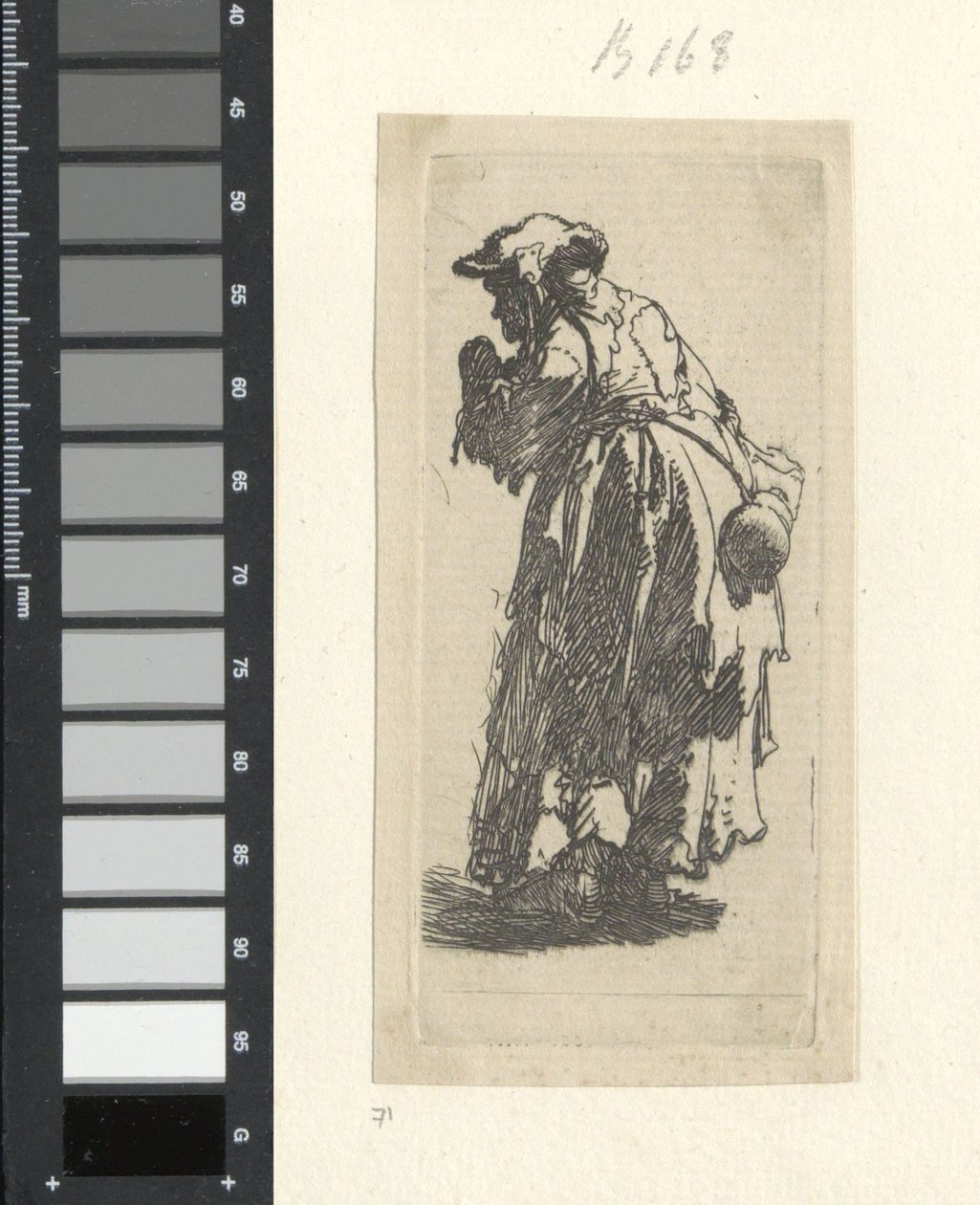 Oude bedelares met kalebas Nyolcvanöt eredeti nyomat gyűjteménye (sorozat címe) alkotó: Rembrandt van Rijn
