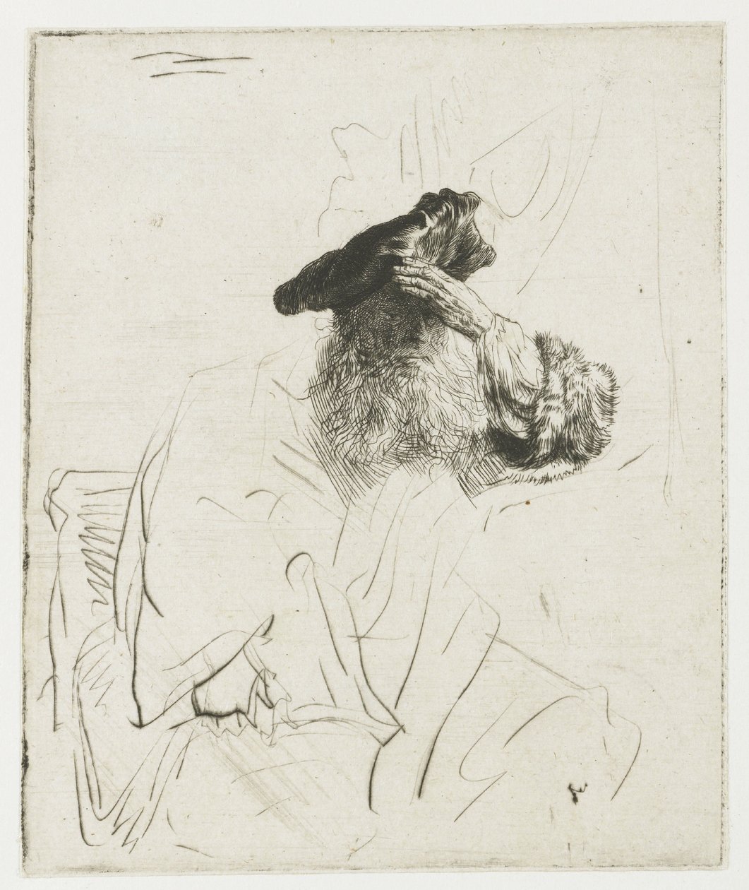 Idős férfi, aki kezével árnyékot vet a szemére alkotó: Rembrandt van Rijn