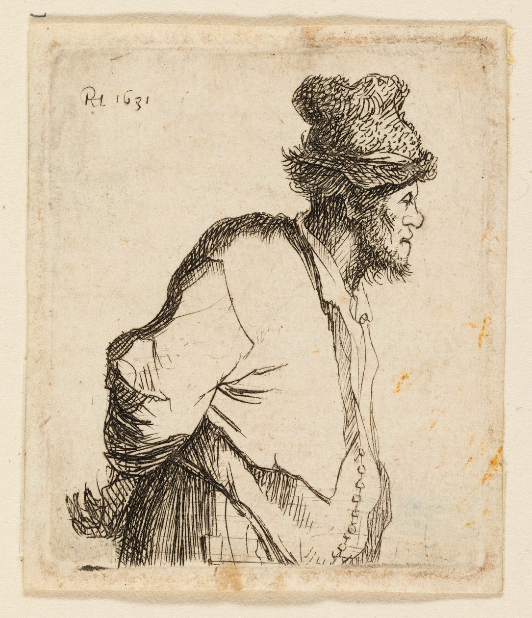 paraszt kezével a háta mögött alkotó: Rembrandt van Rijn
