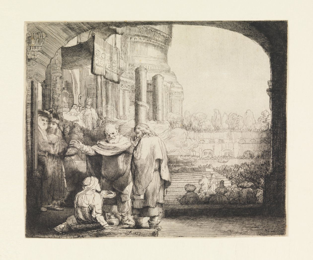 Péter és János a nyomorék gyógyítása a templom kapujában alkotó: Rembrandt van Rijn