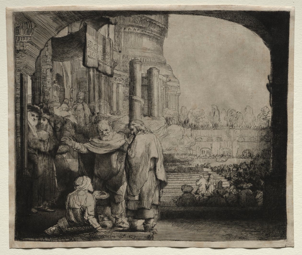 Péter és János a nyomorék gyógyítása a templom kapujában alkotó: Rembrandt van Rijn