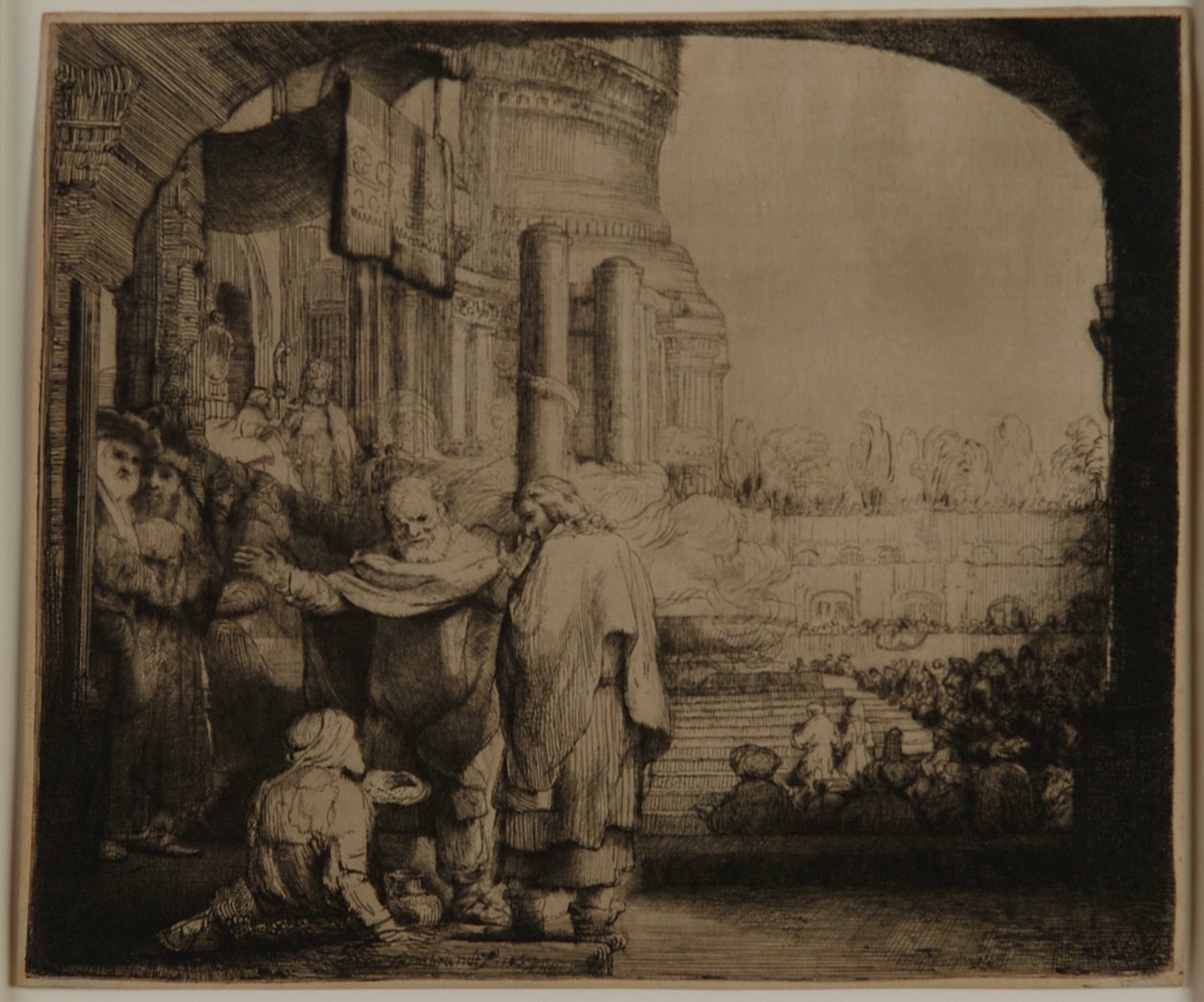 Péter és János a templom kapujában alkotó: Rembrandt van Rijn
