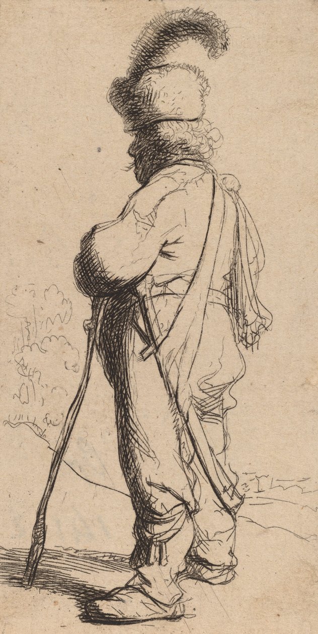 Pálcára támaszkodó lengyel c. 1632. alkotó: Rembrandt van Rijn