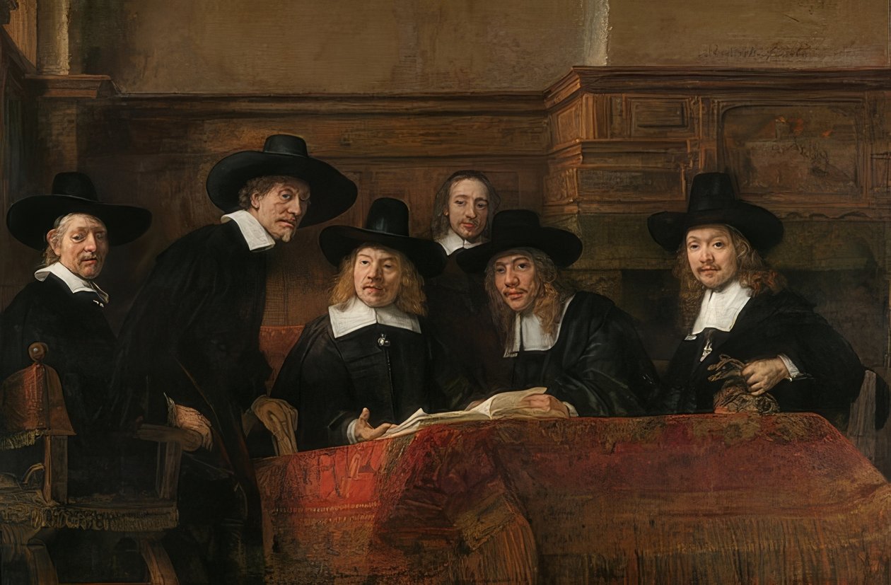 Az amszterdami posztógyártó céh fejének portréja. 1662 alkotó: Rembrandt van Rijn