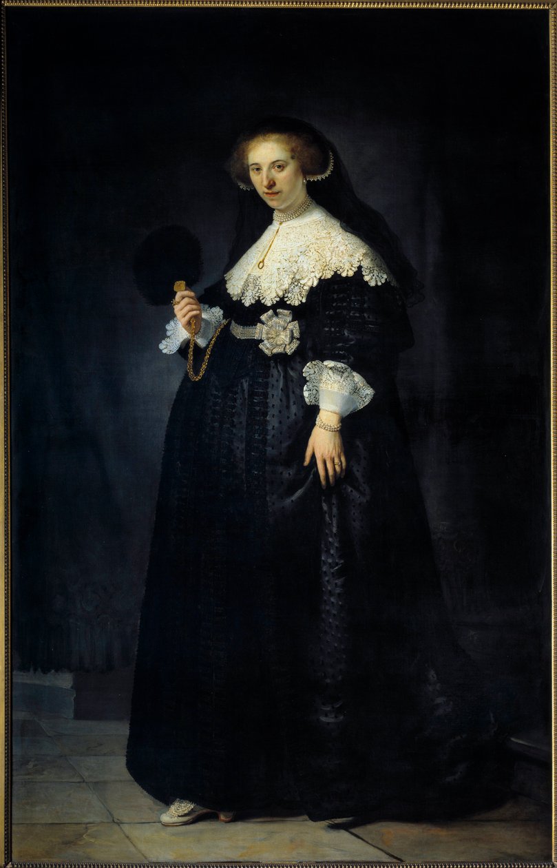 Portré en pied de Oopjen Coppit, nő, Maertens Soolmans Harmensz van Rijn dit Rembrandt festménye (1606-1669) alkotó: Rembrandt van Rijn
