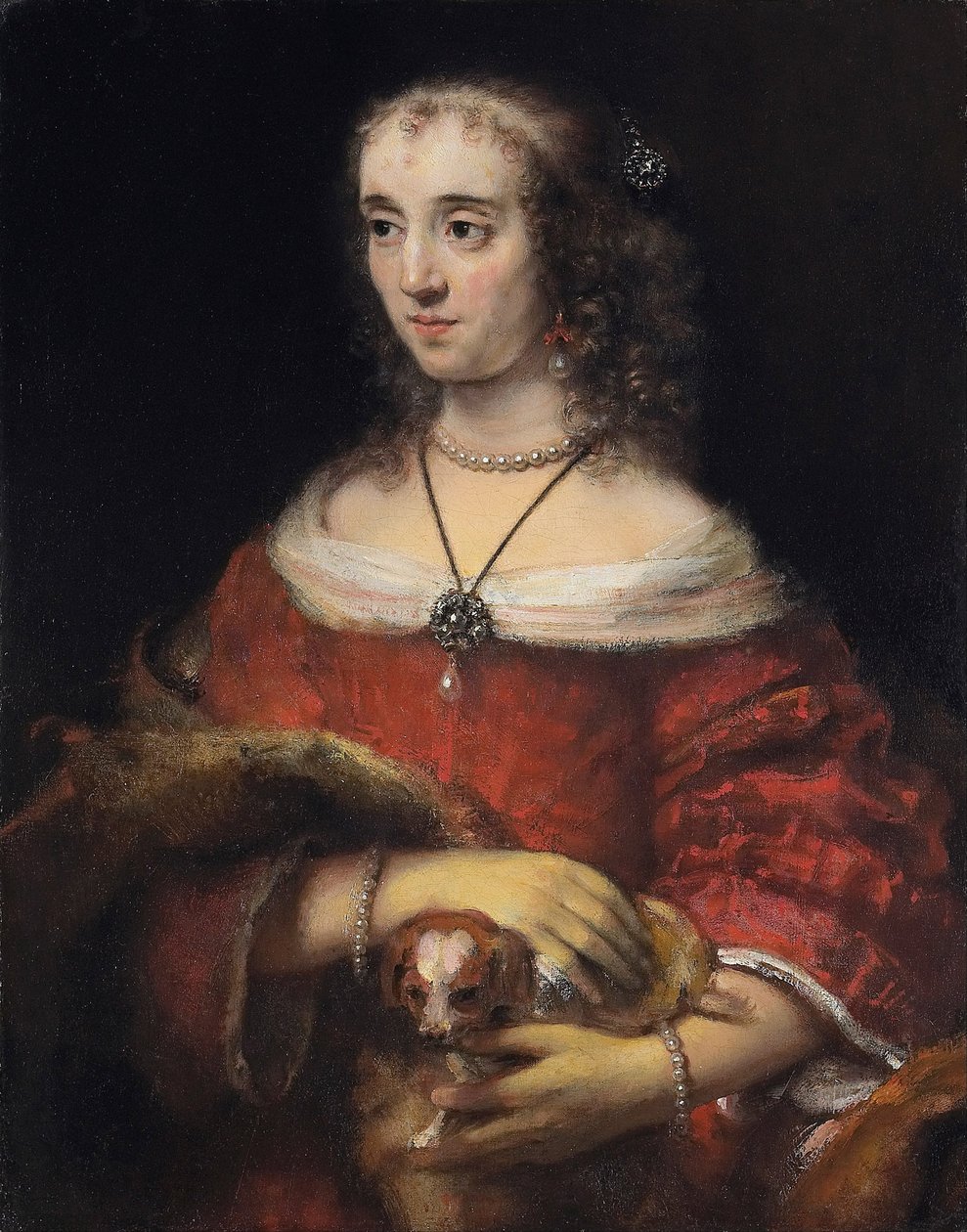 Egy hölgy portréja öleb kutyával, 1665 körül alkotó: Rembrandt van Rijn