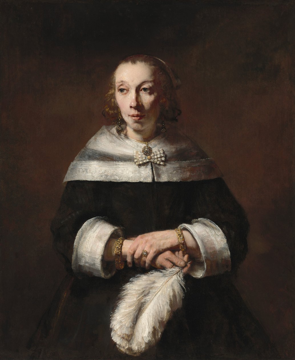 Strucctollas legyezős hölgy portréja, c. 16561658. alkotó: Rembrandt van Rijn