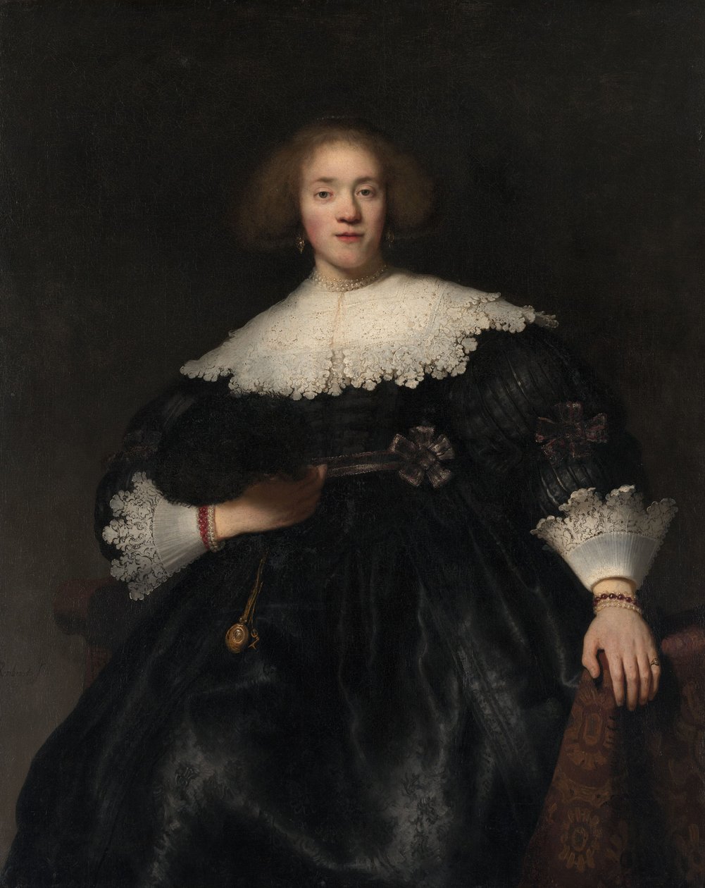 Fiatal nő portréja legyezővel, 1633 alkotó: Rembrandt van Rijn