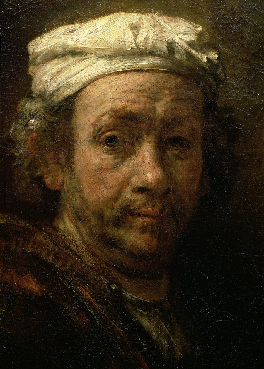 A festőállványon álló művész portréja, arcrészlet, 1660 (91054 részlet) alkotó: Rembrandt van Rijn