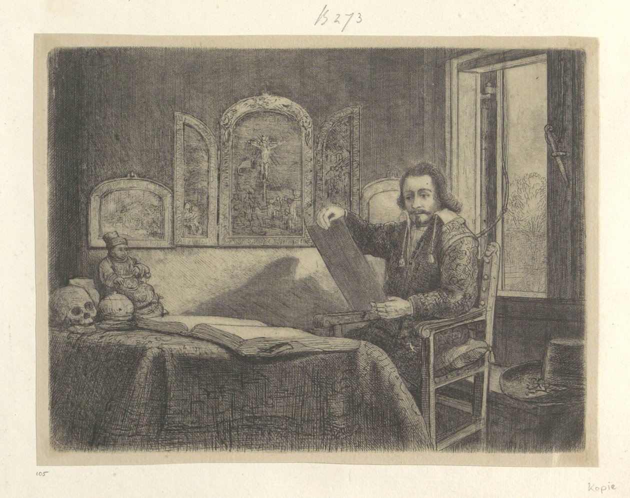 Ábraham Francen patikus portréja Nyolcvanöt eredeti nyomat gyűjteménye (sorozat címe) alkotó: Rembrandt van Rijn