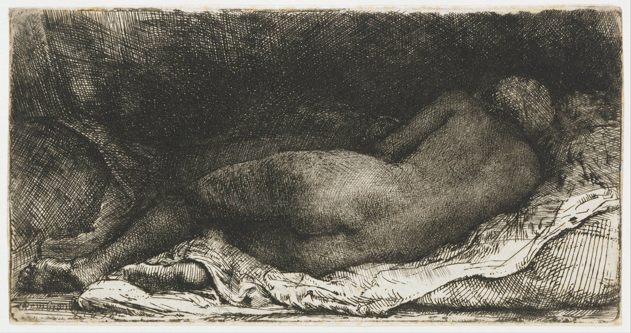 Fekvő női akt alkotó: Rembrandt van Rijn