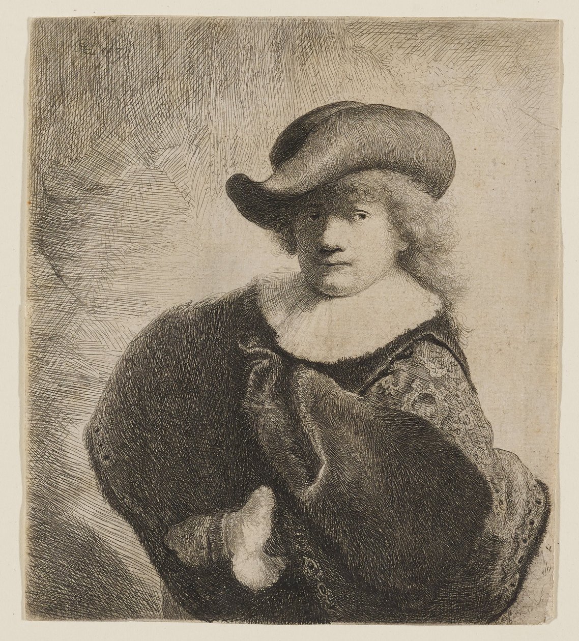 Rembrandt, oldalra hajtott puha kalapban alkotó: Rembrandt van Rijn