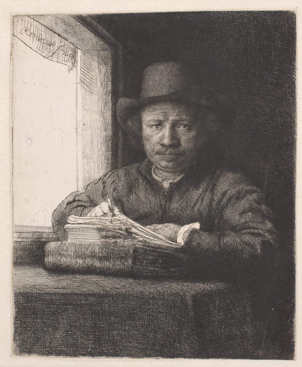 Rembrandt ablakon rajzol alkotó: Rembrandt van Rijn
