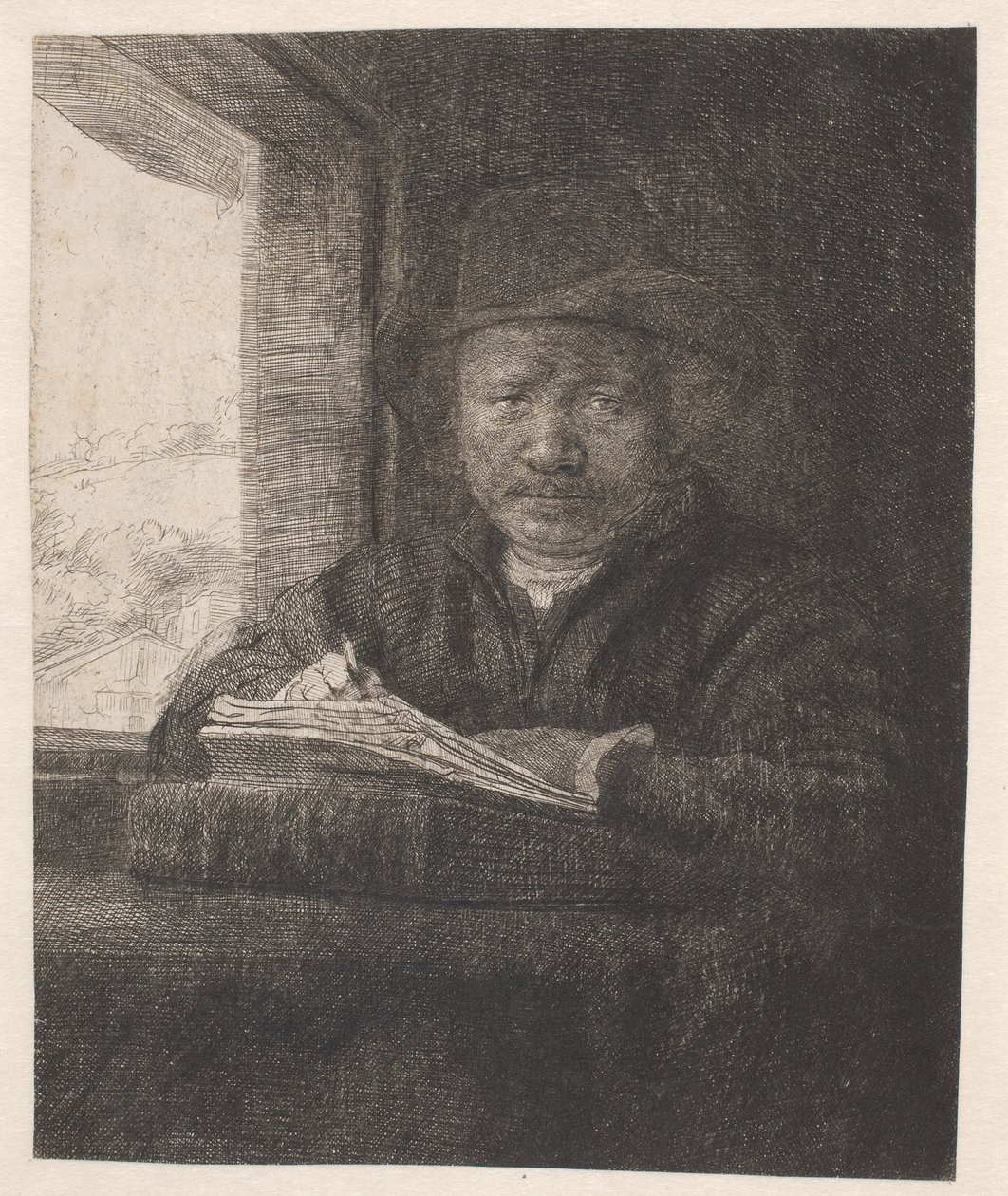 Rembrandt rajz az ablakon alkotó: Rembrandt van Rijn