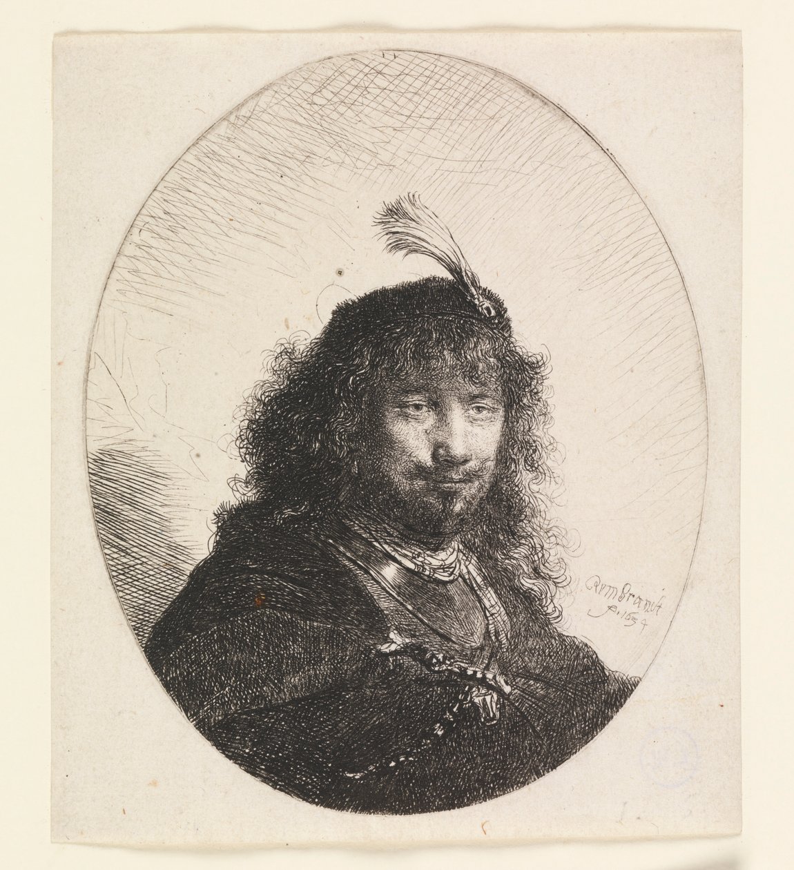 Rembrandt tollas kalappal és leeresztett szablyával alkotó: Rembrandt van Rijn