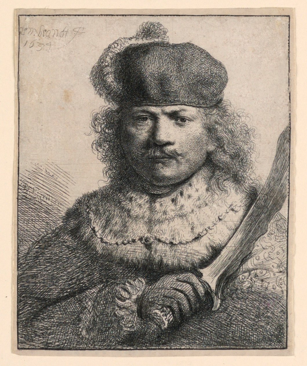 Rembrandt felemelt szablyával alkotó: Rembrandt van Rijn