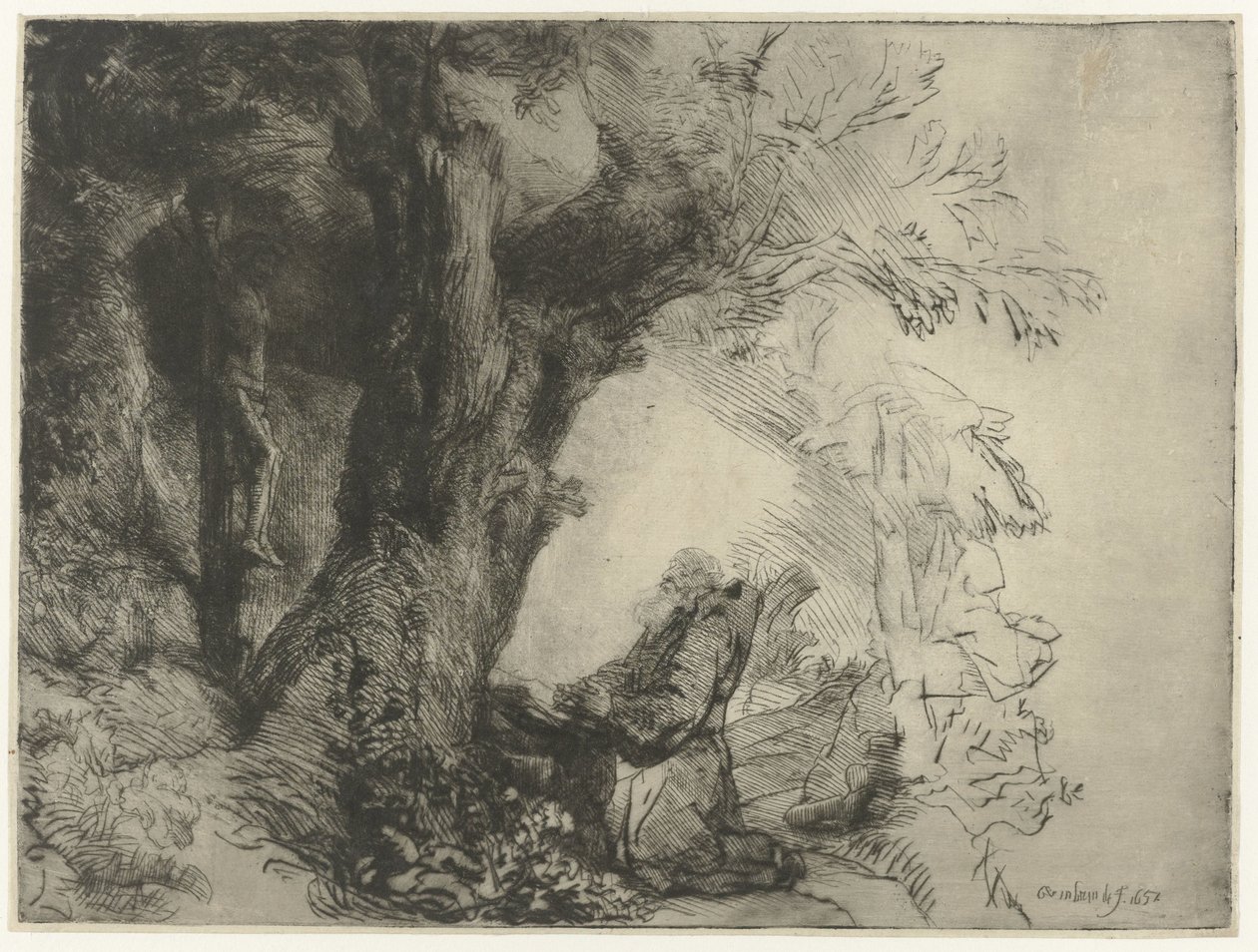Szent Ferenc a fa alatt, imádkozik Szent Ferenc egy fa alatt imádkozik alkotó: Rembrandt van Rijn
