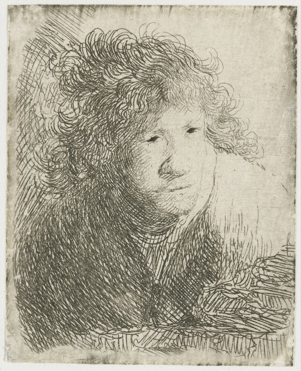 Önarckép, Előrehajolva, Hallgat, 1628. alkotó: Rembrandt van Rijn