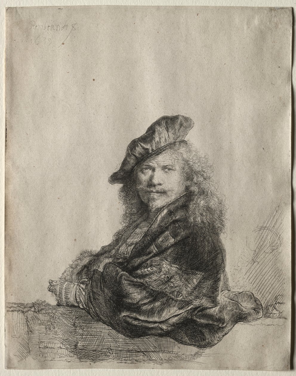 Önarckép kőpárkányra támaszkodva, 1639. alkotó: Rembrandt van Rijn