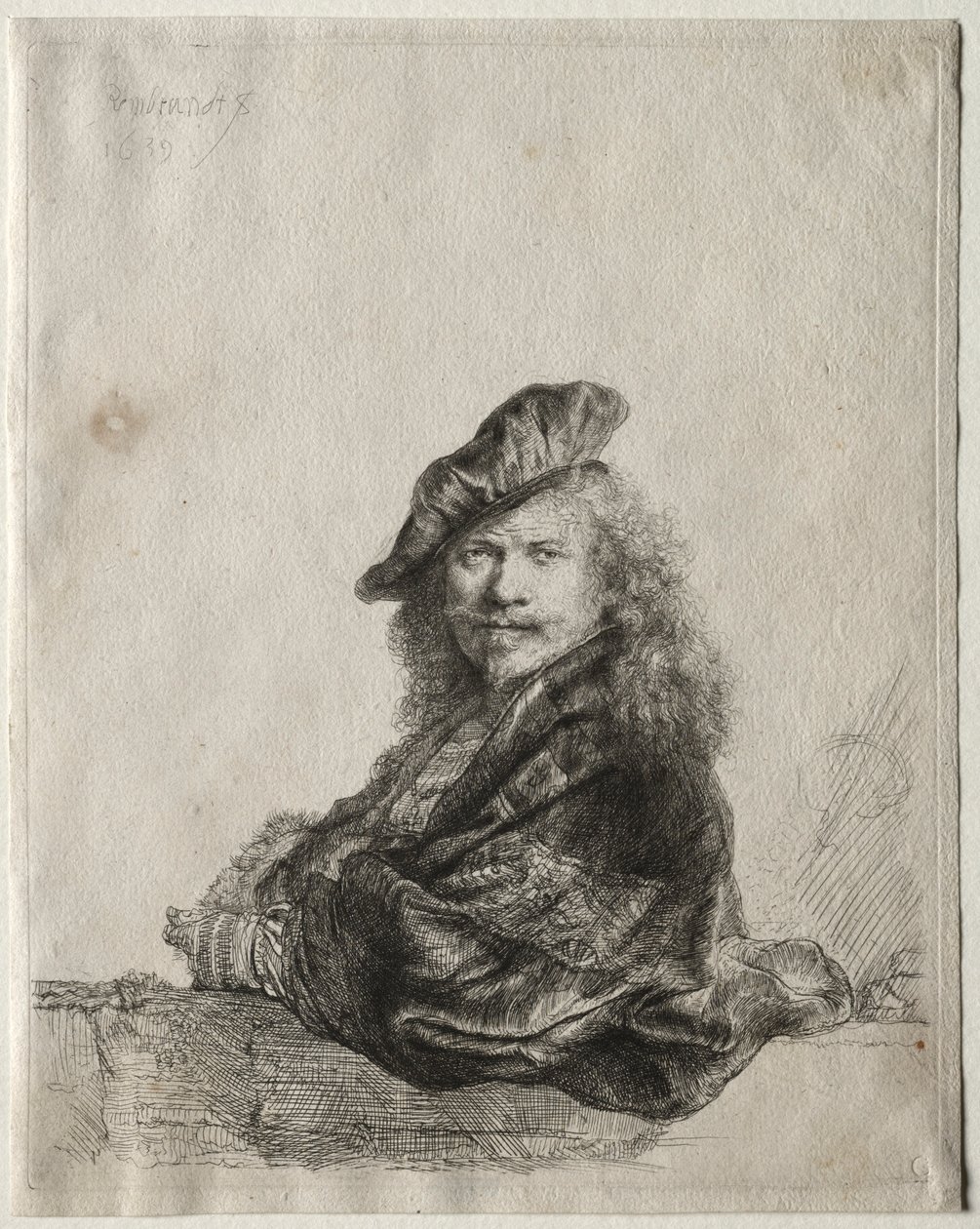 Önarckép kőpárkányra támaszkodva, 1639. alkotó: Rembrandt van Rijn