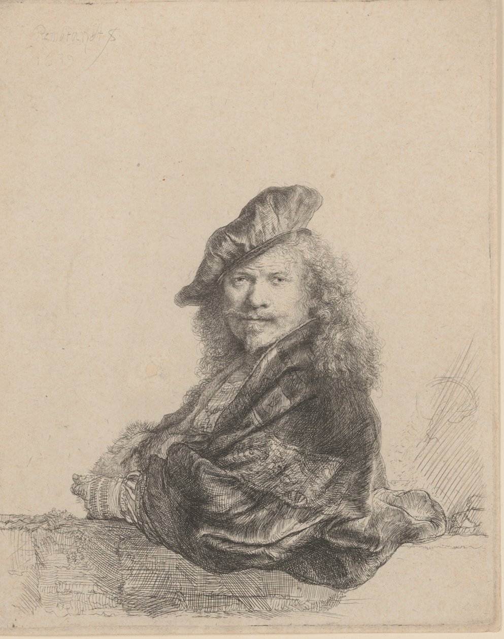 Önarckép kőpárkányra támaszkodva, 1639., 1639. alkotó: Rembrandt van Rijn