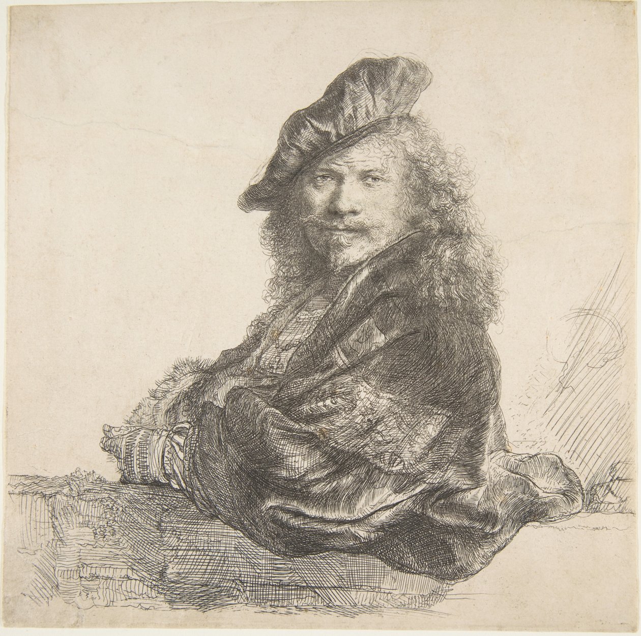 Önarckép, kőfalra támaszkodva, 1639. alkotó: Rembrandt van Rijn