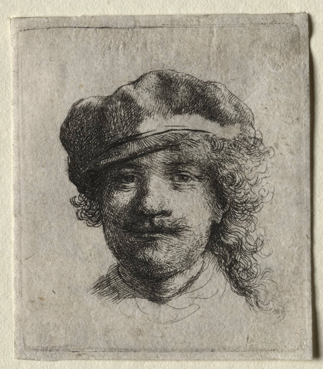 Önarckép puha sapkával: Teljes arc, csak fej alkotó: Rembrandt van Rijn