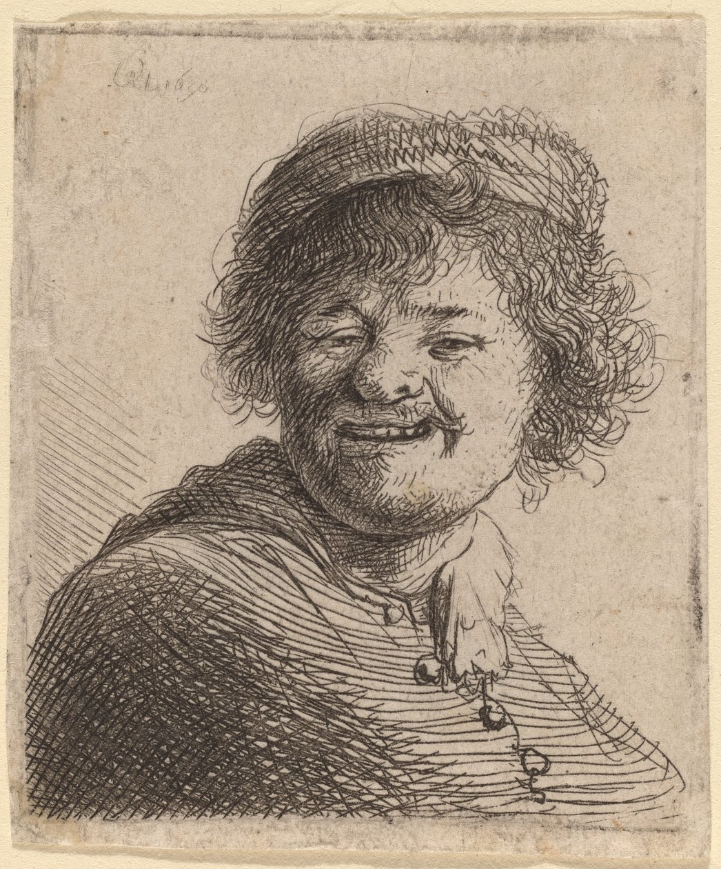 Önarckép sapkában: nevetve alkotó: Rembrandt van Rijn