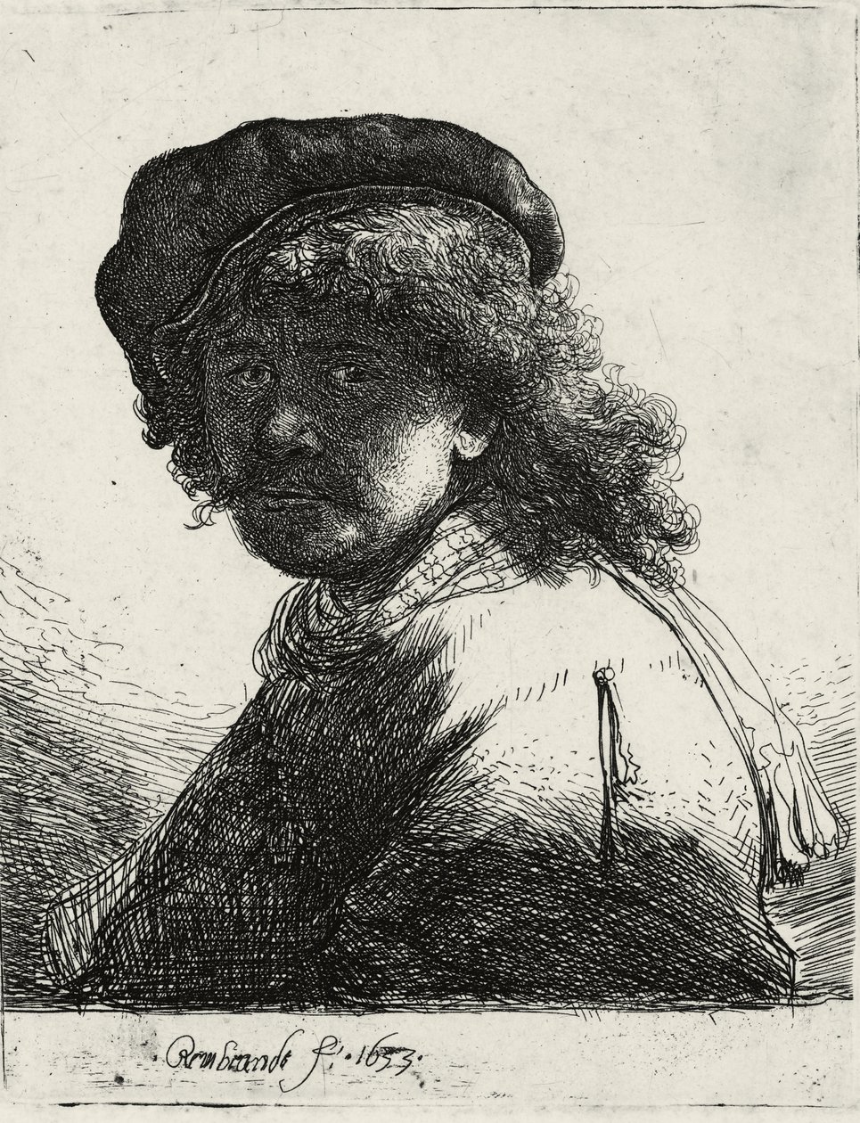 Önarckép sapkában és sállal sötét arccal, 1633 alkotó: Rembrandt van Rijn