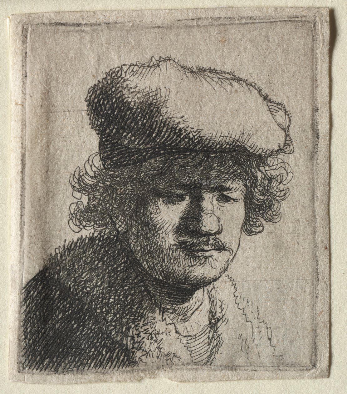 Önarckép előrehúzott sapkával, c. 1631. alkotó: Rembrandt van Rijn