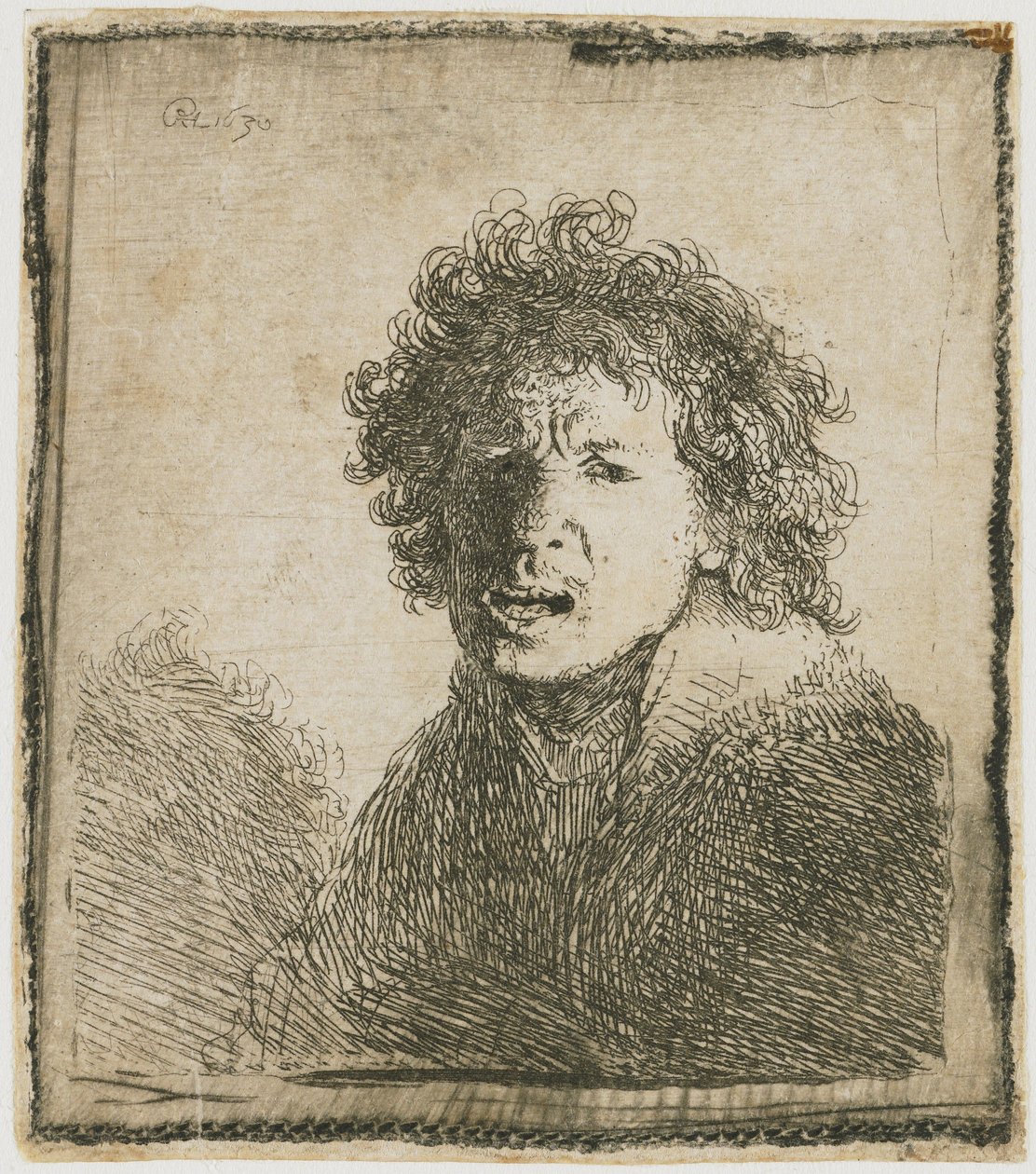 Önarckép tátott szájjal, 1630. alkotó: Rembrandt van Rijn