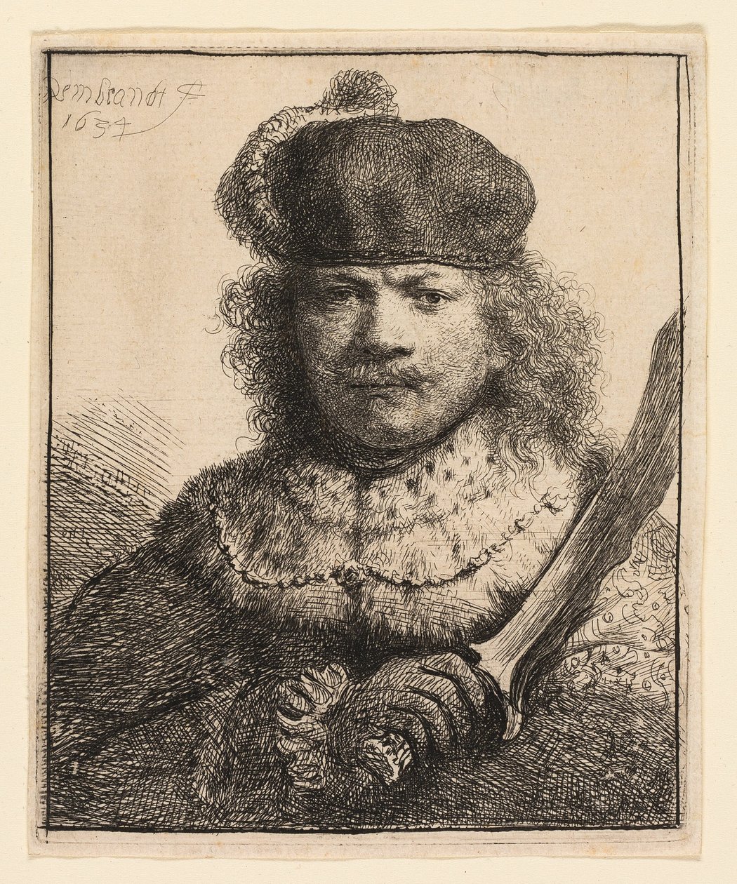 Önarckép felemelt szablyával alkotó: Rembrandt van Rijn