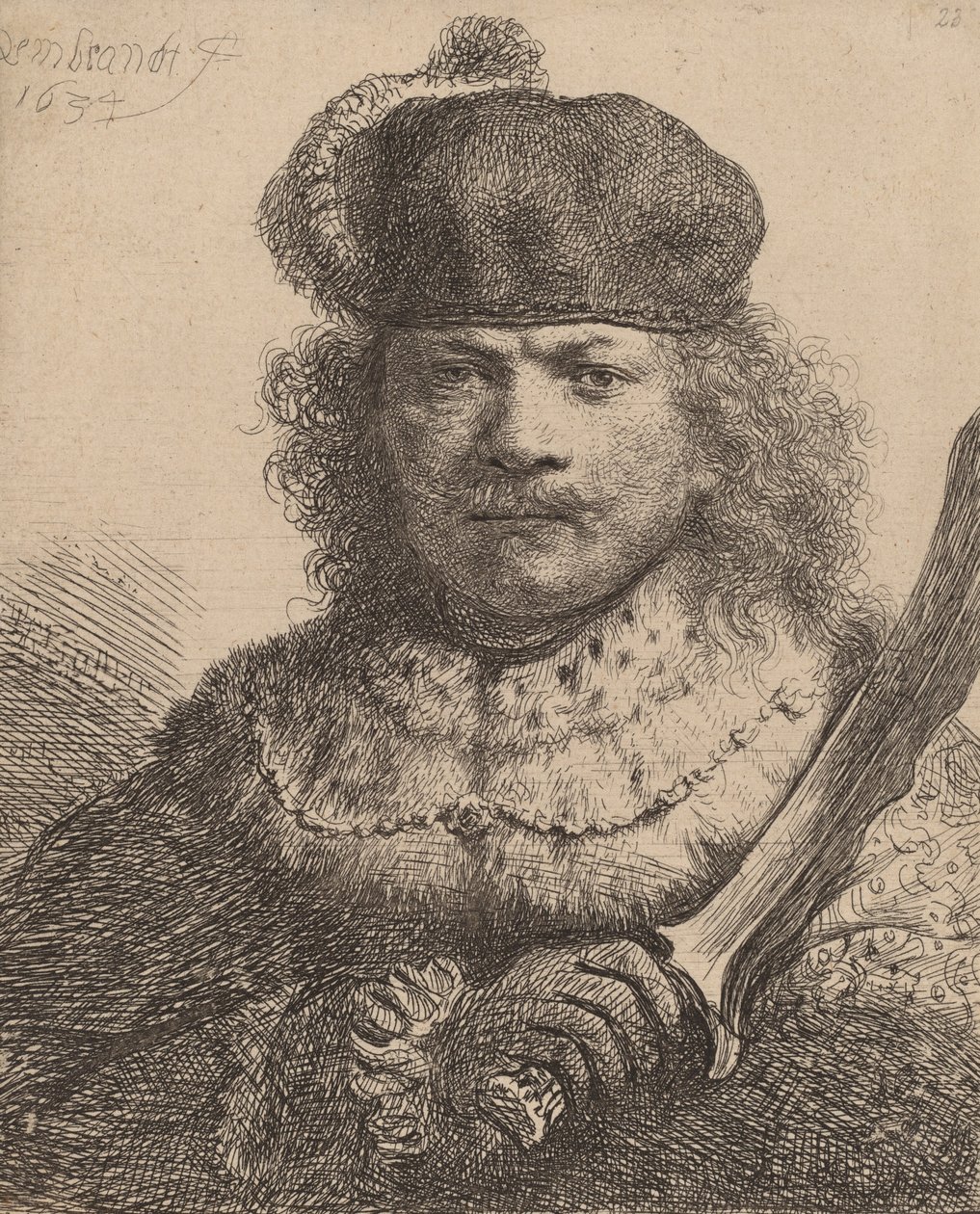 Önarckép felemelt szablyával, 1634. alkotó: Rembrandt van Rijn