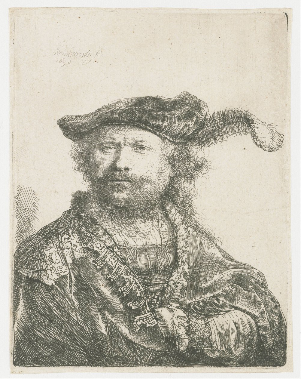 Önarckép bársonysapkában, tollakkal Önarckép tollas bársonysapkában alkotó: Rembrandt van Rijn