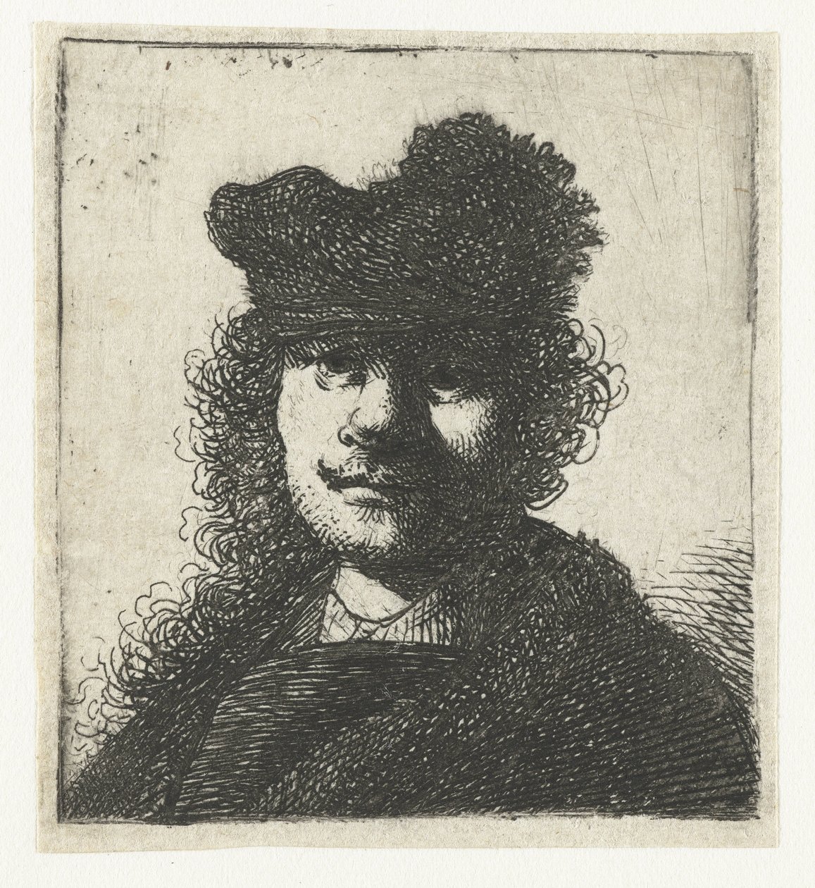 Önarckép sapkában és sötét köpenyben: mellszobor alkotó: Rembrandt van Rijn