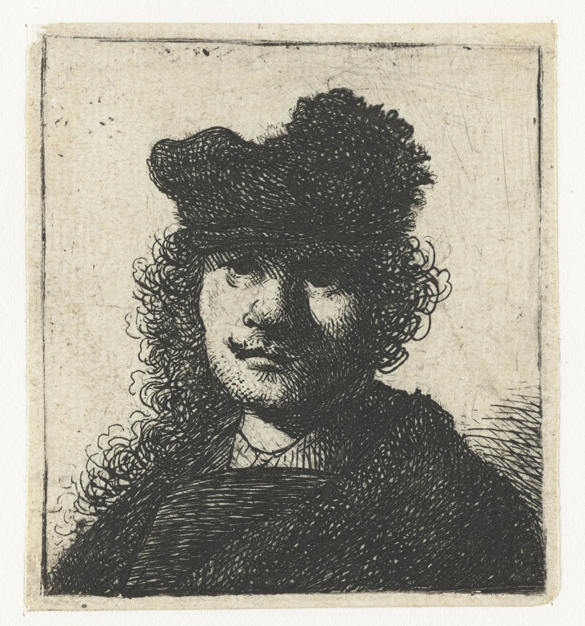 Önarckép sapkában és sötét köpenyben: mellszobor alkotó: Rembrandt van Rijn