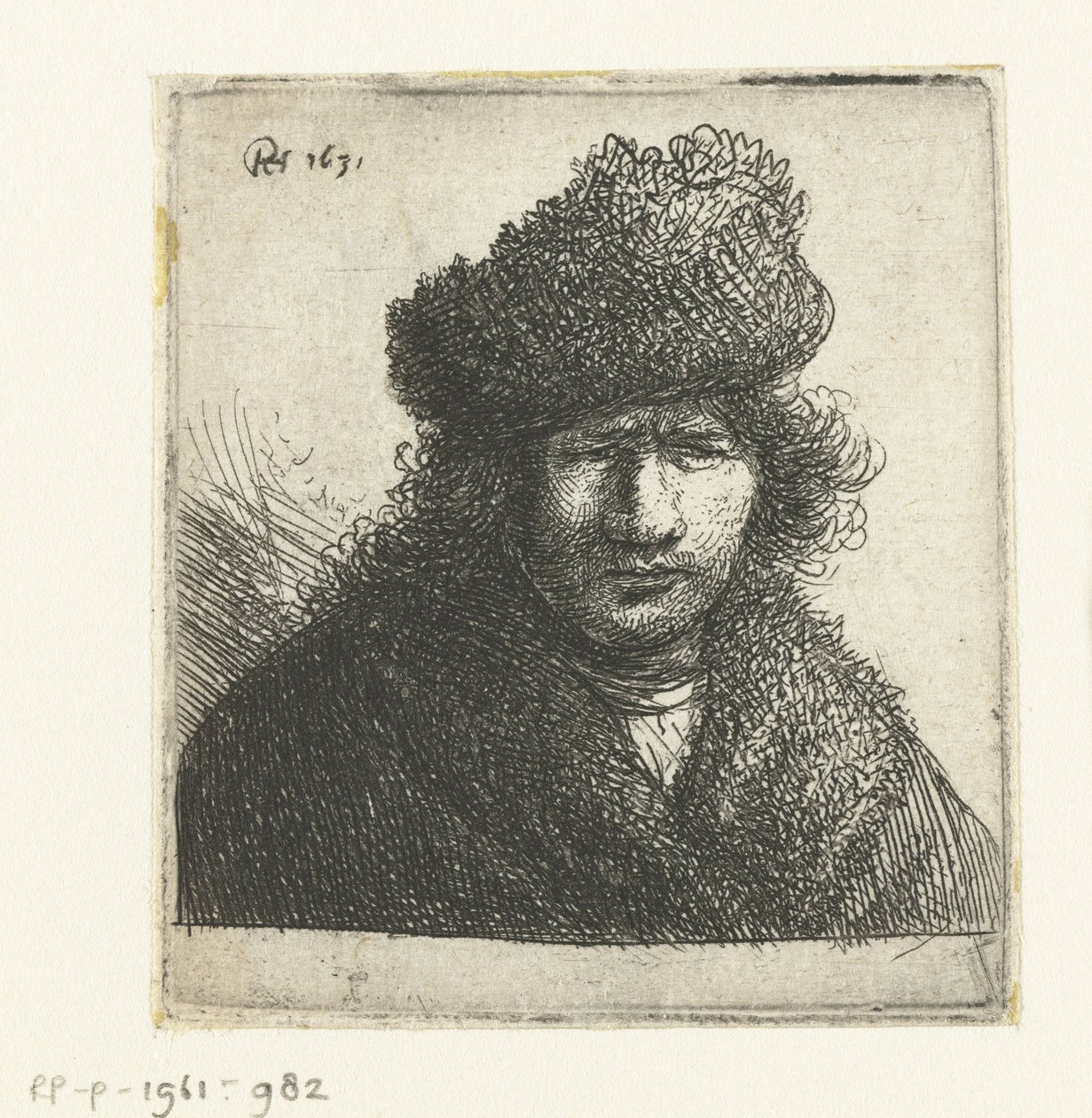 Önarckép ferde szőrme sapkában: mellszobor alkotó: Rembrandt van Rijn