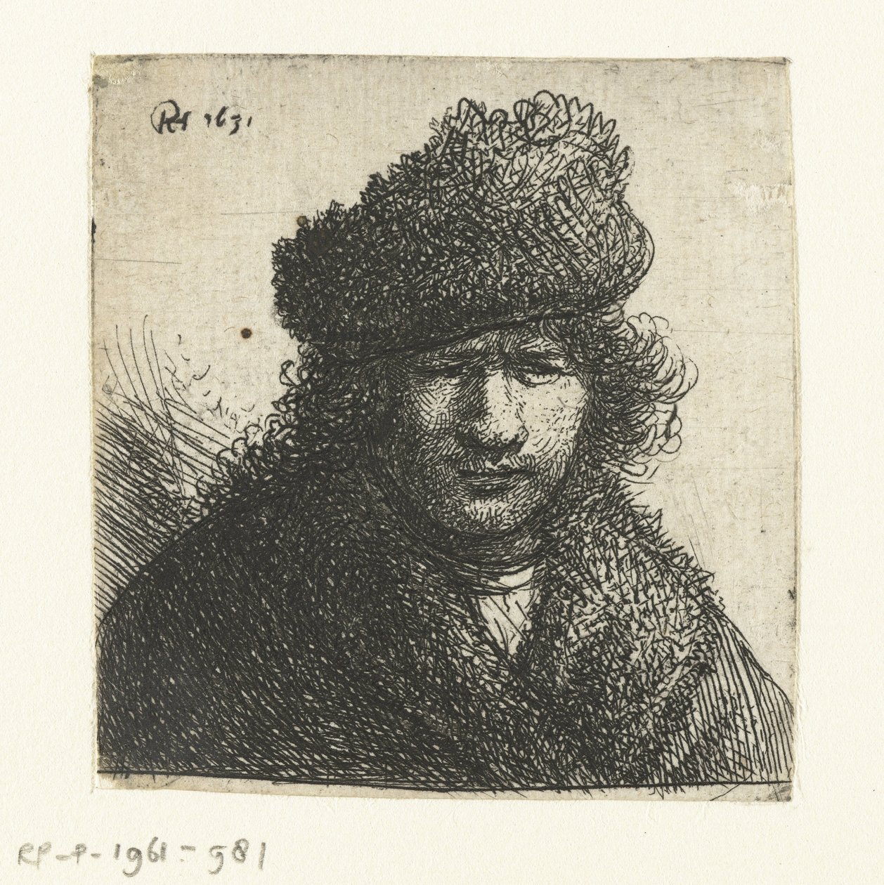 Önarckép ferde szőrme sapkában: mellszobor alkotó: Rembrandt van Rijn