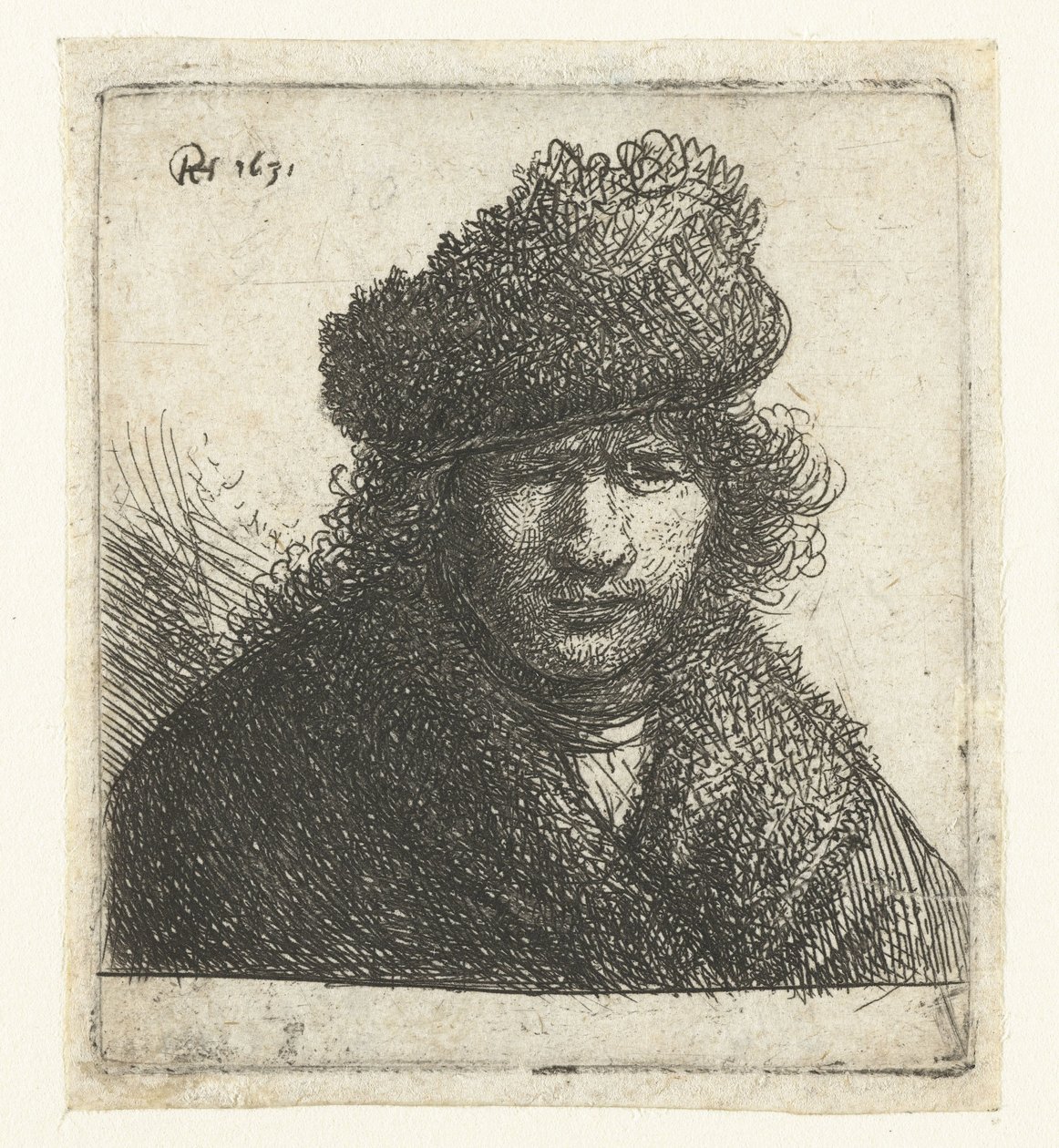 Önarckép ferde szőrme sapkában: mellszobor alkotó: Rembrandt van Rijn