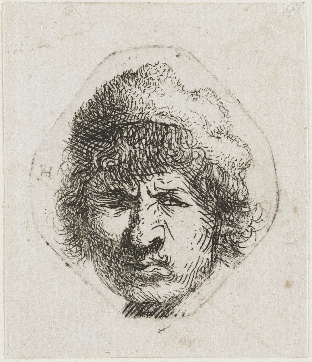 Önarckép mogorva, 1631 körül. alkotó: Rembrandt van Rijn