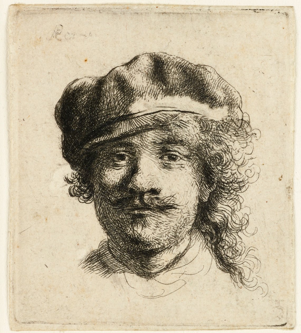 Önarckép puha sapkával: teljes arc, csak fej, 1634 körül. alkotó: Rembrandt van Rijn
