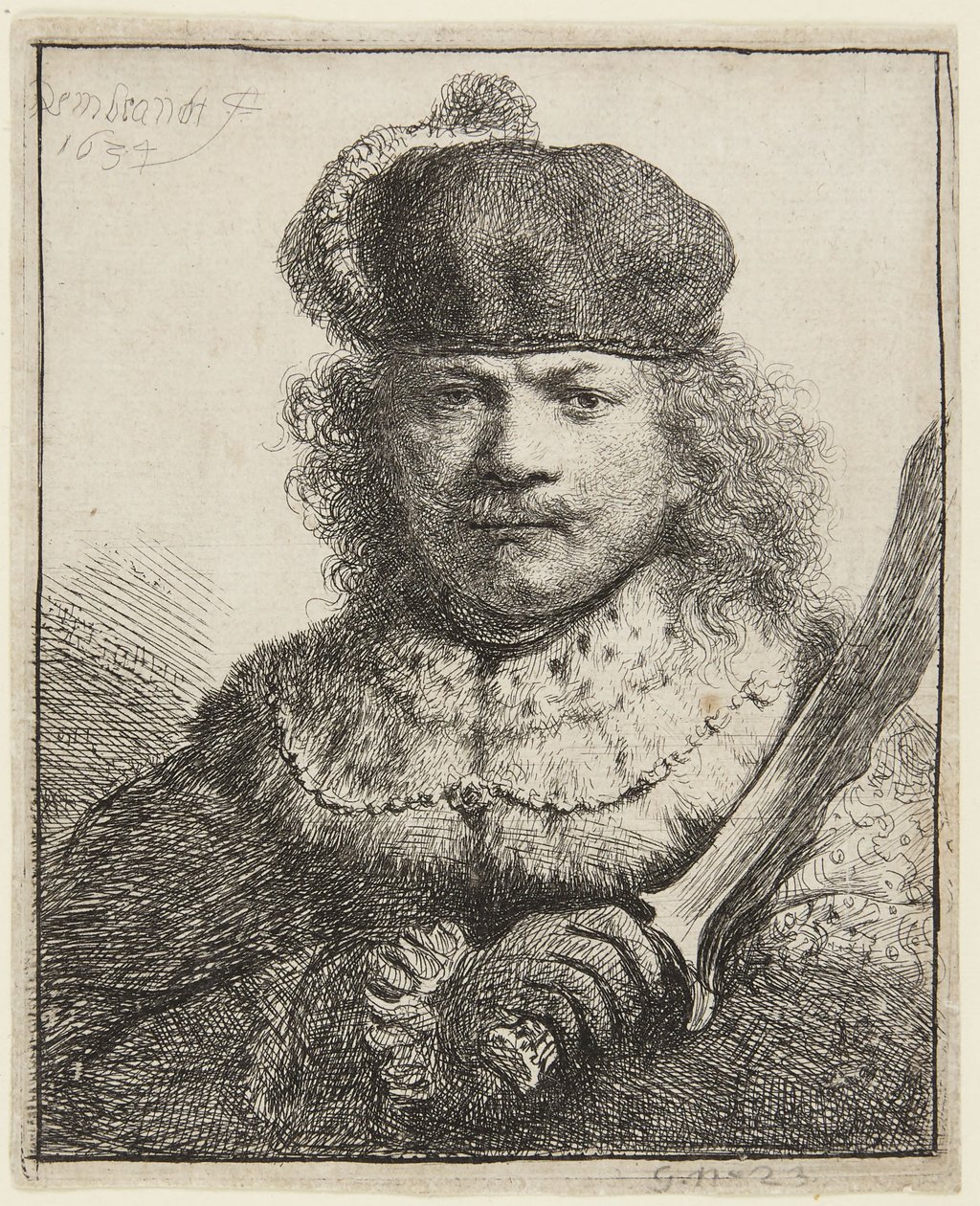 Önarckép felemelt karddal alkotó: Rembrandt van Rijn