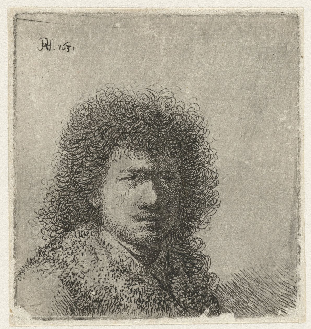 Önarckép dús hajjal: mell alkotó: Rembrandt van Rijn