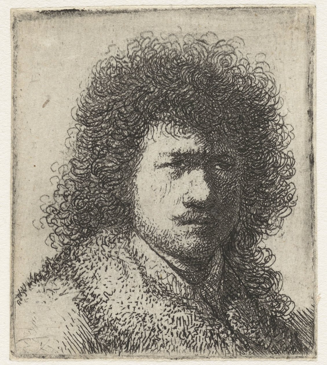 Önarckép bozontos hajjal: mellszobor alkotó: Rembrandt van Rijn