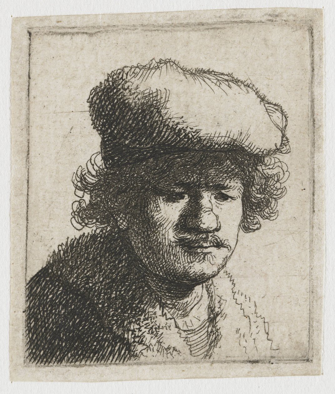 Önarckép előrehúzott sapkával alkotó: Rembrandt van Rijn