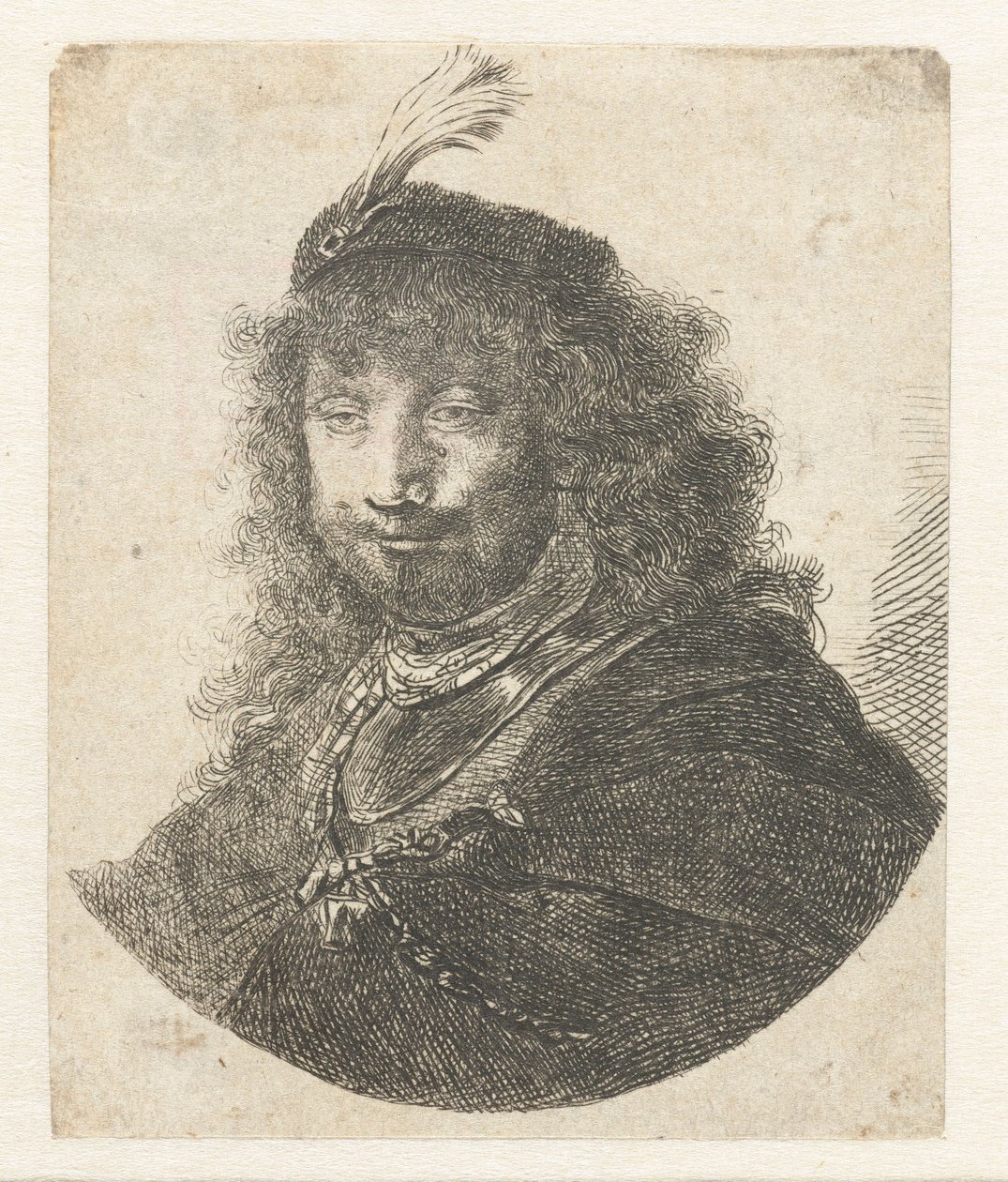 Önarckép tollas berettel, 1634 után. alkotó: Rembrandt van Rijn