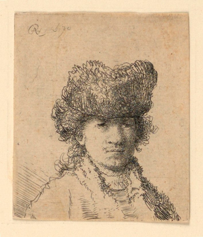 Önarckép szőrme sapkában: mellszobor alkotó: Rembrandt van Rijn